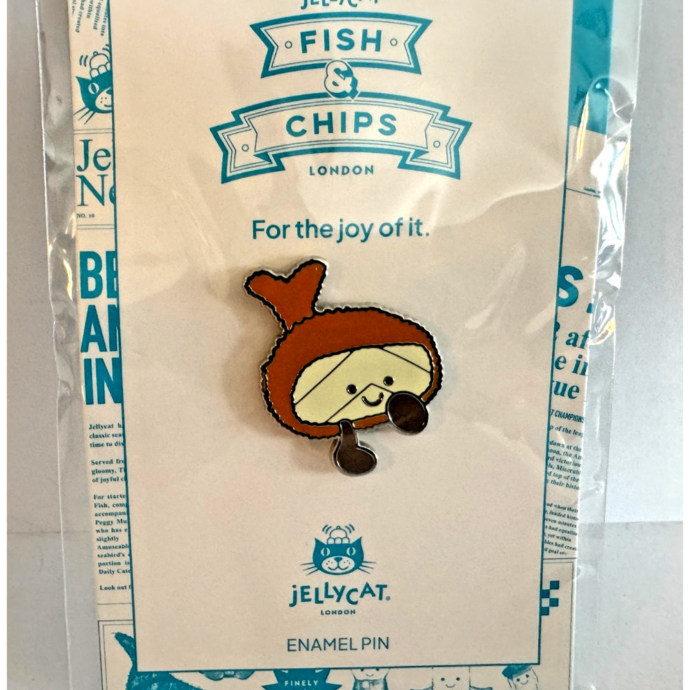 Jellycat Fish & Chips Lily Fish Enamel Pin Selfridges London Exclusive Gift GWP - Picture 2 of 6
